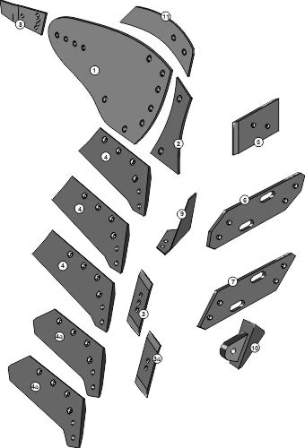 Explosionszeichnung Grégoire Besson Pflugkörper Typ B3-E7